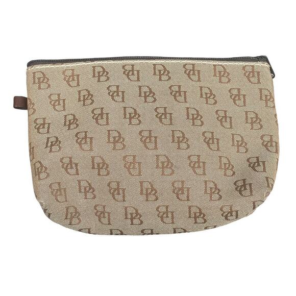 Dooney & Bourke Tan/Brown DB Monogram Small Cosmetic  Zip Pouch - Picture 1 of 13